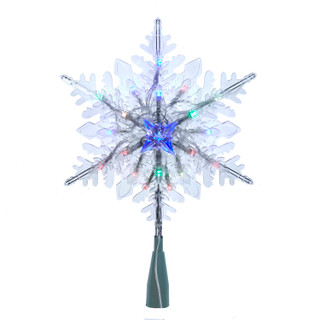 Thumbnail 4: Kurt Adler 20-Light 10-In. Clear Snowflake Tree Topper w/ RGB LED Bulbs 