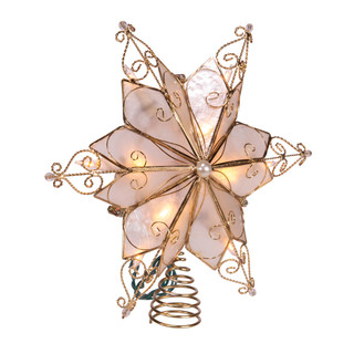 Thumbnail 2: Kurt Adler Kurt Adler 10-Light 6-Point Capiz Star Treetop. 
