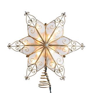 Thumbnail 8: Kurt Adler Kurt Adler 10-Light 6-Point Capiz Star Treetop. 