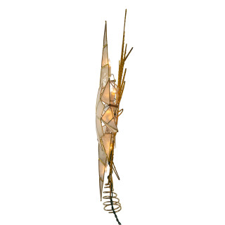Thumbnail 3: Kurt Adler Kurt Adler 10-Light 14-Inch Gold Glitter Capiz Bethlehem. 