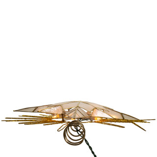 Thumbnail 7: Kurt Adler Kurt Adler 10-Light 14-Inch Gold Glitter Capiz Bethlehem. 