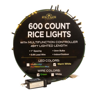 Thumbnail 4: Kurt Adler Kurt Adler 600-Light 49-Foot Warm White LED Rice Light Set 