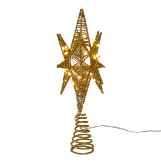 Thumbnail 2: Kurt Adler 11-Inch Twinkling LED 60-Light Gold Starburst Tree Topper 