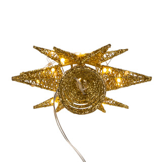 Thumbnail 4: Kurt Adler 11-Inch Twinkling LED 60-Light Gold Starburst Tree Topper 