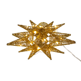 Thumbnail 3: Kurt Adler 11-Inch Twinkling LED 60-Light Gold Starburst Tree Topper 