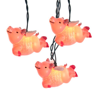 Thumbnail 2: Kurt Adler Kurt Adler UL 10-Light Flying Pig Light Set 