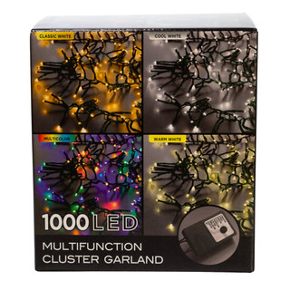 Thumbnail 4: Kurt Adler 480-Light 16-Ft Connectable Warm White LED Cluster Garland 