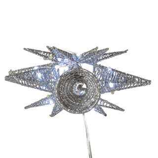 Thumbnail 4: Kurt Adler 11-Inch Twinkling LED 60-Light Silver Starburst Tree Topper 