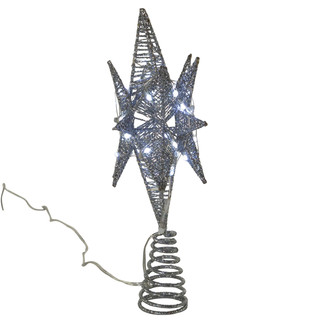 Thumbnail 2: Kurt Adler 11-Inch Twinkling LED 60-Light Silver Starburst Tree Topper 