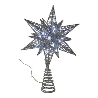 Thumbnail 1: Kurt Adler 11-Inch Twinkling LED 60-Light Silver Starburst Tree Topper 