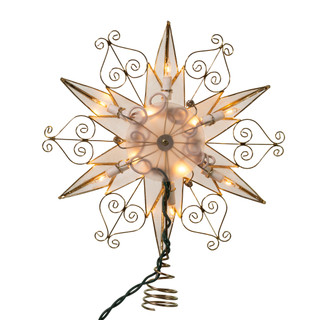 Thumbnail 4: Kurt Adler Kurt Adler 10-Light 6-Point Capiz Star Treetop with Scroll. 