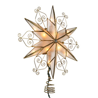 Thumbnail 2: Kurt Adler Kurt Adler 10-Light 6-Point Capiz Star Treetop with Scroll. 