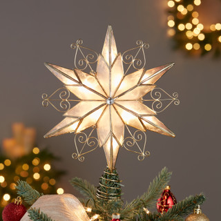 Thumbnail 16: Kurt Adler Kurt Adler 10-Light 6-Point Capiz Star Treetop with Scroll. 