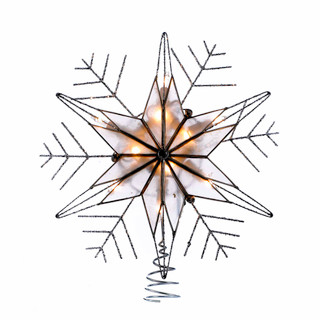 Thumbnail 4: Kurt Adler Kurt Adler 10-Light 10-Inch Silver Capiz Wire Snowflake. 
