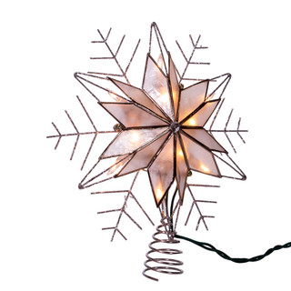 Thumbnail 2: Kurt Adler Kurt Adler 10-Light 10-Inch Silver Capiz Wire Snowflake. 