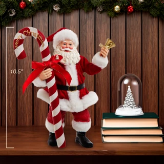 Thumbnail 16: Kurt Adler Kurt Adler 10.5-Inch Fabriché Santa WIth Candy Cane 