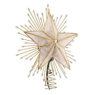 Thumbnail 2: Kurt Adler Kurt Adler 10-Inch 5-Point Capiz Star Treetop with Rays. 