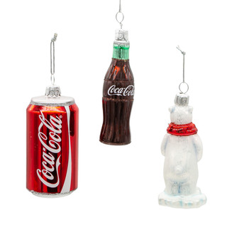 Thumbnail 4: Kurt Adler 3.5-Inch Glass Coke Mini Ornaments Set of 3 