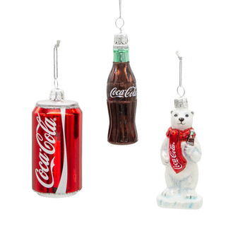 Thumbnail 2: Kurt Adler 3.5-Inch Glass Coke Mini Ornaments Set of 3 