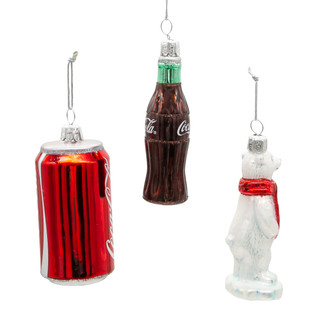 Thumbnail 6: Kurt Adler 3.5-Inch Glass Coke Mini Ornaments Set of 3 