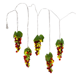Thumbnail 2: Kurt Adler 100-Light Green and Burgundy LED Grape Light Set 
