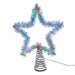 Thumbnail 2: Kurt Adler 12.2 Inch Tinsel Star Tree Topper with RGB LED Lights 