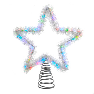 Thumbnail 4: Kurt Adler 12.2 Inch Tinsel Star Tree Topper with RGB LED Lights 