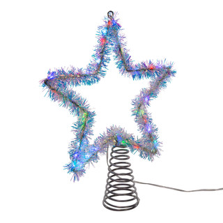 Thumbnail 6: Kurt Adler 12.2 Inch Tinsel Star Tree Topper with RGB LED Lights 