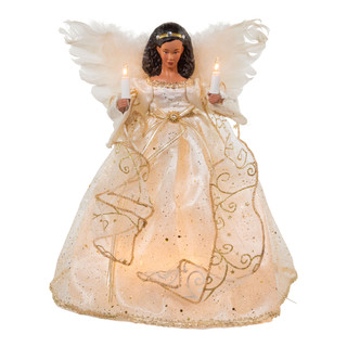 Thumbnail 1: Kurt Adler Kurt Adler 12-Inch UL 10-Light Ivory & Gold African American 