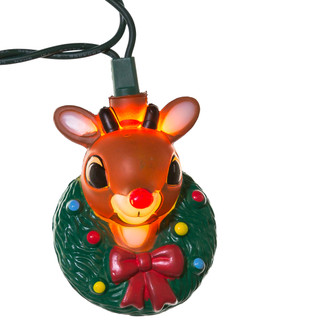 Thumbnail 6: RUDOLPH Rudolph 10-Light Rudolph Head with Wreath Light Set 