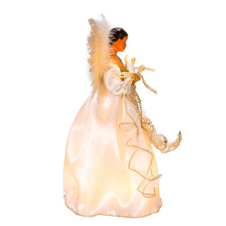 Thumbnail 10: Kurt Adler Kurt Adler 10-Light 12-Inch Ivory and Gold Black Angel. 