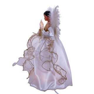 Thumbnail 8: Kurt Adler Kurt Adler 10-Light 12-Inch Ivory and Gold Black Angel. 