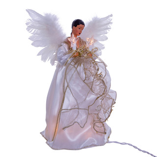 Thumbnail 14: Kurt Adler Kurt Adler 10-Light 12-Inch Ivory and Gold Black Angel. 