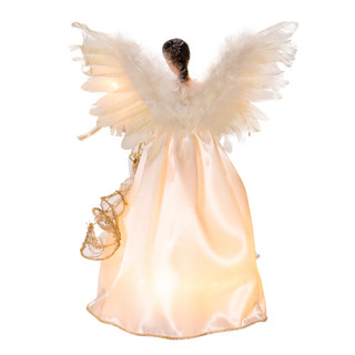 Thumbnail 16: Kurt Adler Kurt Adler 10-Light 12-Inch Ivory and Gold Black Angel. 