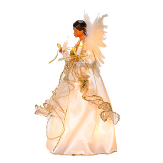 Thumbnail 6: Kurt Adler Kurt Adler 10-Light 12-Inch Ivory and Gold Black Angel. 