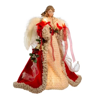 Thumbnail 1: Kurt Adler Kurt Adler UL 10-Light 16-Inch Red and Ivory Angel Treetop. 
