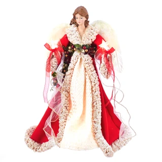 Thumbnail 4: Kurt Adler Kurt Adler UL 10-Light 16-Inch Red and Ivory Angel Treetop. 