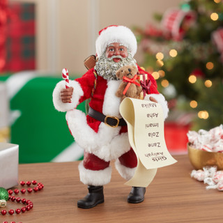 Thumbnail 2: Kurt Adler 10.5-Inch Fabriché Santa with List and Candy Cane 