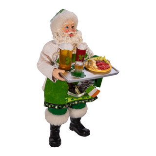 Thumbnail 4: FABRICHE Kurt Adler 10.5 in. Fabriché Musical Irish Chef Santa 