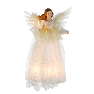 Thumbnail 4: Kurt Adler Kurt Adler Indoor 10-Light 14.5-Inch Ivory Angel Treetop. 