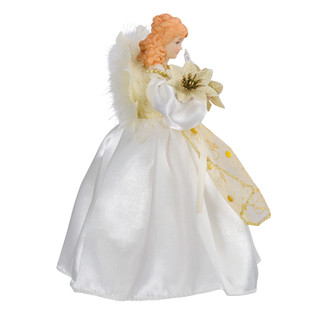 Thumbnail 3: Kurt Adler Kurt Adler 10-Light 9-Inch Ivory and Gold Angel Treetop. 