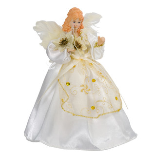 Thumbnail 1: Kurt Adler Kurt Adler 10-Light 9-Inch Ivory and Gold Angel Treetop. 