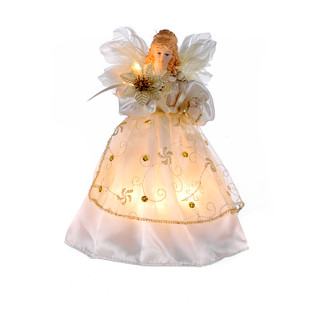Thumbnail 2: Kurt Adler Kurt Adler 10-Light 9-Inch Ivory and Gold Angel Treetop. 