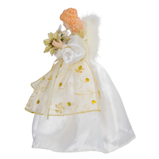 Thumbnail 4: Kurt Adler Kurt Adler 10-Light 9-Inch Ivory and Gold Angel Treetop. 