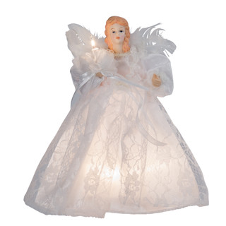 Thumbnail 6: Kurt Adler Kurt Adler 10-Light 9-Inch White Angel Treetop. 