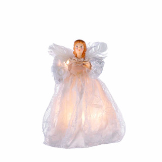 Thumbnail 2: Kurt Adler Kurt Adler 10-Light 9-Inch White Angel Treetop. 