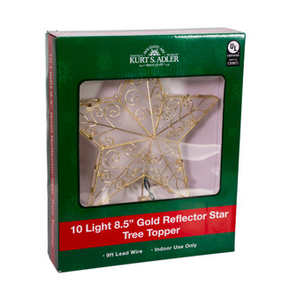 Thumbnail 6: Kurt Adler Kurt Adler UL 10-Light 8.5-Inch Gold Reflector Star Treetop. 