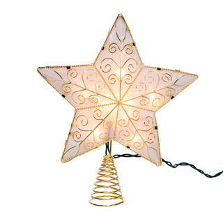 Thumbnail 12: Kurt Adler Kurt Adler UL 10-Light 8.5-Inch Gold Reflector Star Treetop. 