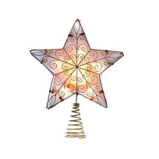 Thumbnail 2: Kurt Adler Kurt Adler UL 10-Light 8.5-Inch Gold Reflector Star Treetop. 