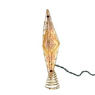 Thumbnail 8: Kurt Adler Kurt Adler UL 10-Light 8.5-Inch Gold Reflector Star Treetop. 